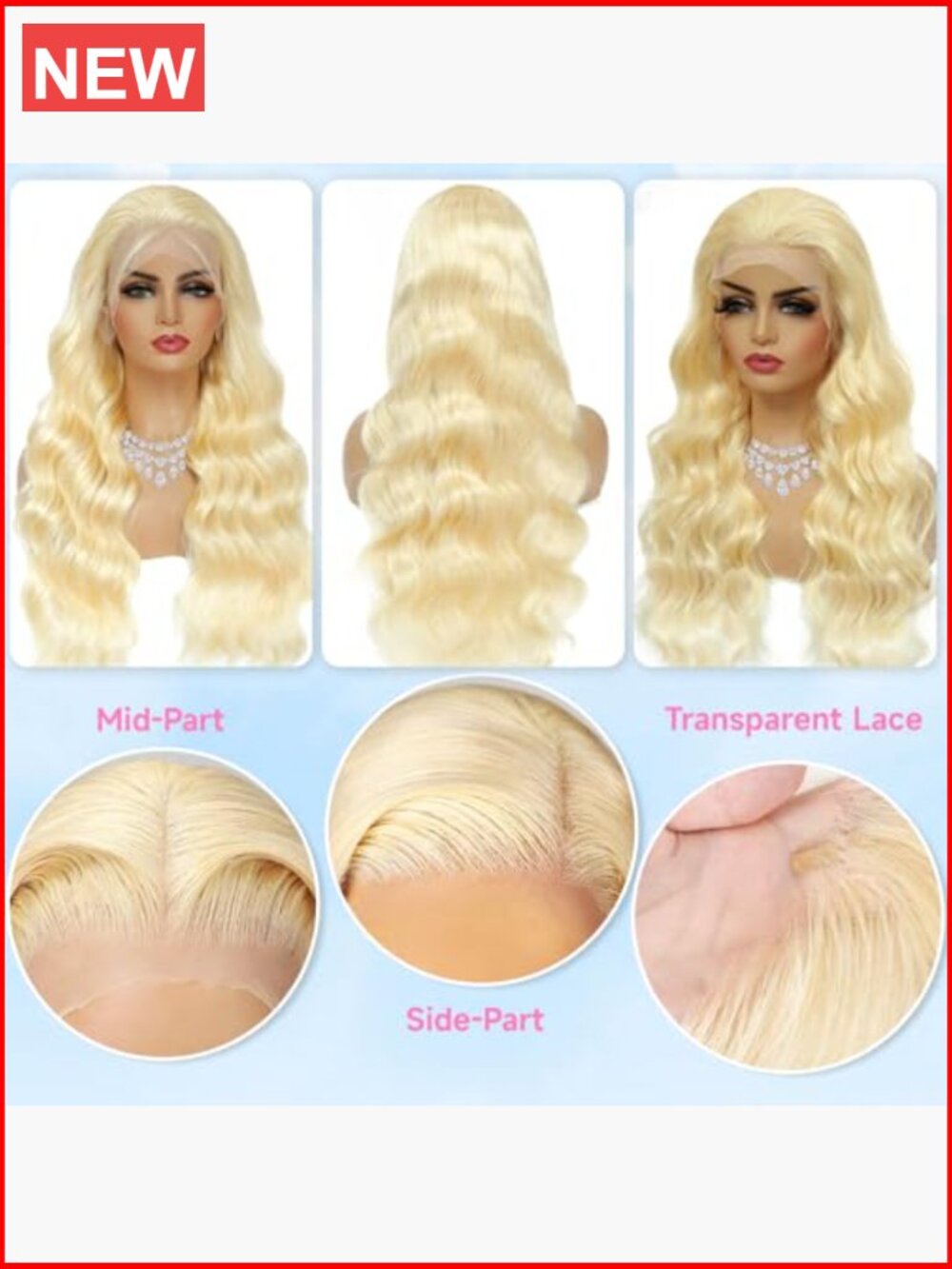Human Hair 13x6 Lace Front Wig 200 Density Body Wave Glueless Pre Plucked - Picture 4 of 6